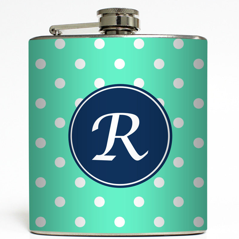 Personalized Polka Dot - Initial Flask