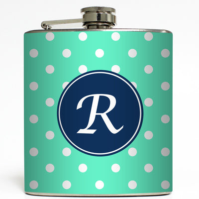 Personalized Polka Dot - Initial Flask