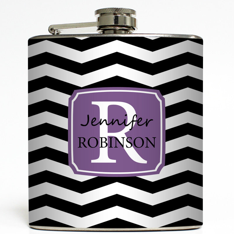 Chevron Monogram - Personalized Flask