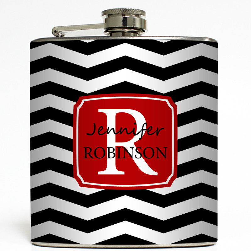 Chevron Monogram - Personalized Flask
