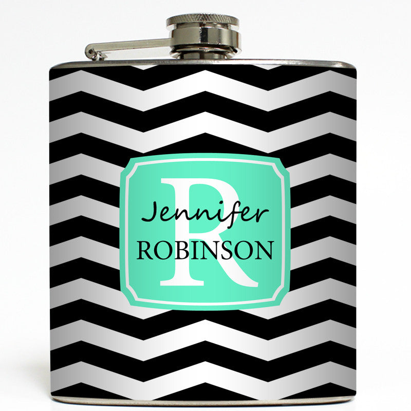Chevron Monogram - Personalized Flask