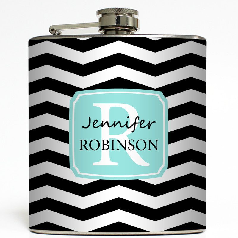 Chevron Monogram - Personalized Flask