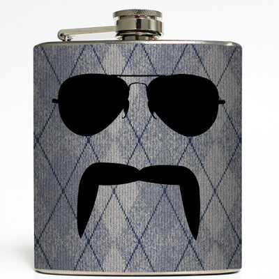 The Aviator - Mustache and Sunglasses Flask