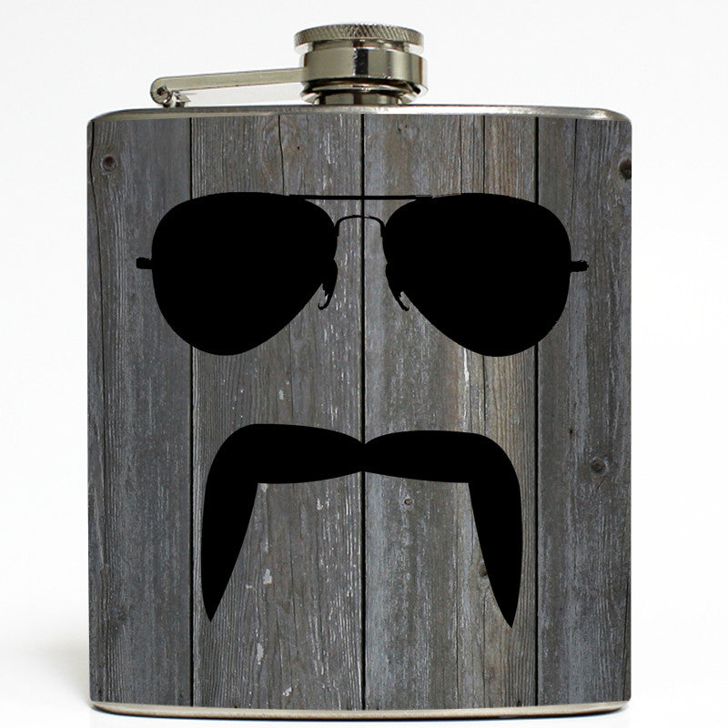 The Aviator - Mustache and Sunglasses Flask