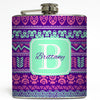 Beachy Tribal Monogram - Purple Flask