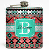 Personalized Aztec Tribal - Coral Flask