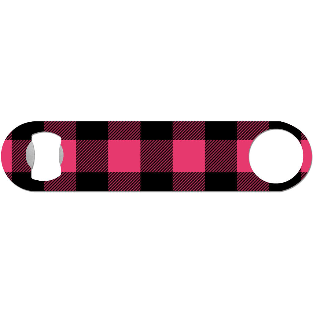 Pink & Black Buffalo Plaid - Girly Bottle Opener