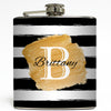 Rugby Stripe Monogram - Personalized Flask