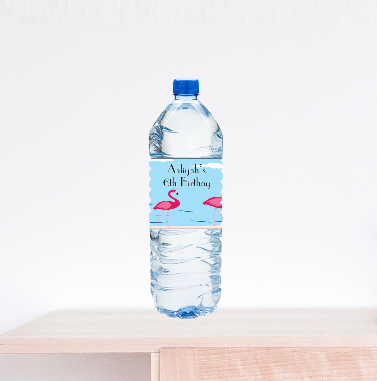 Flamingo Birthday Water Bottle Label