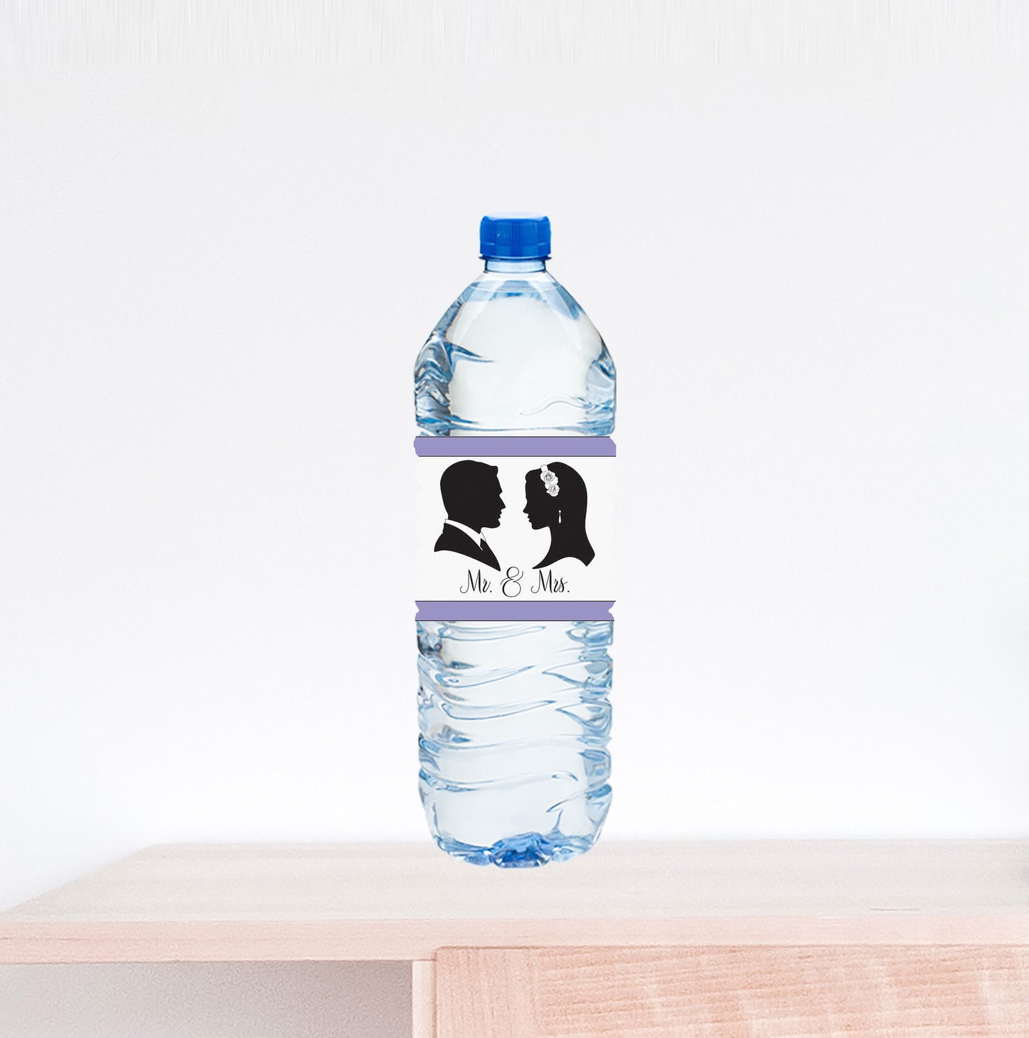 Bride and Groom Silhouette Water Bottle Label