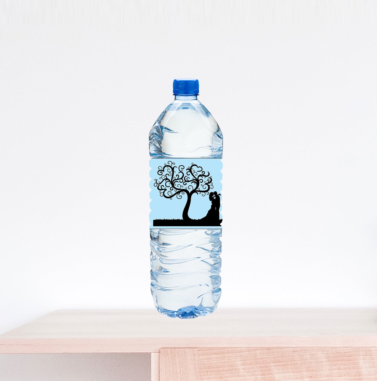 Bride and Groom Tree Wedding Water Bottle Label