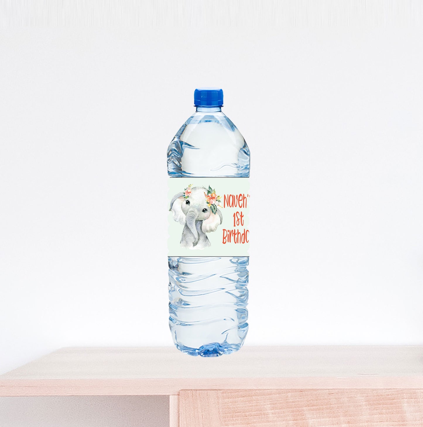 Elephant Birthday Water Bottle Label