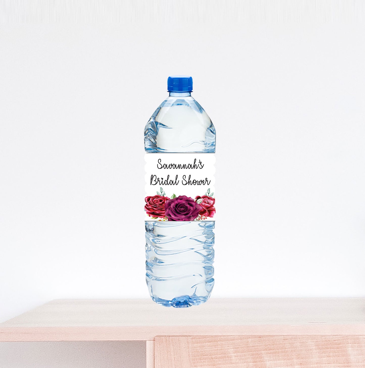 Rose Garland Bridal Shower Water Bottle Label