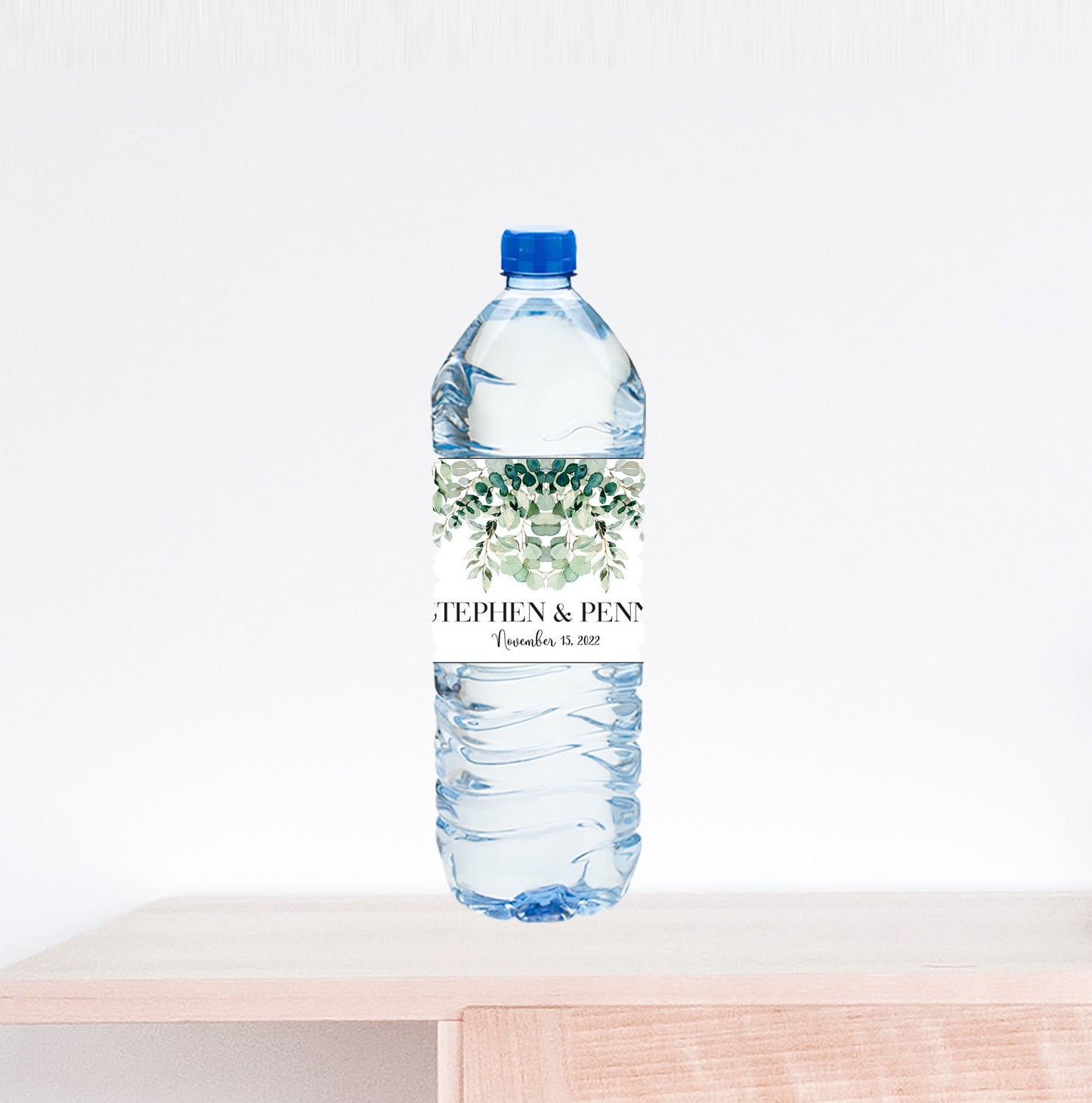 Eucalyptus Border Wedding Water Bottle Labels