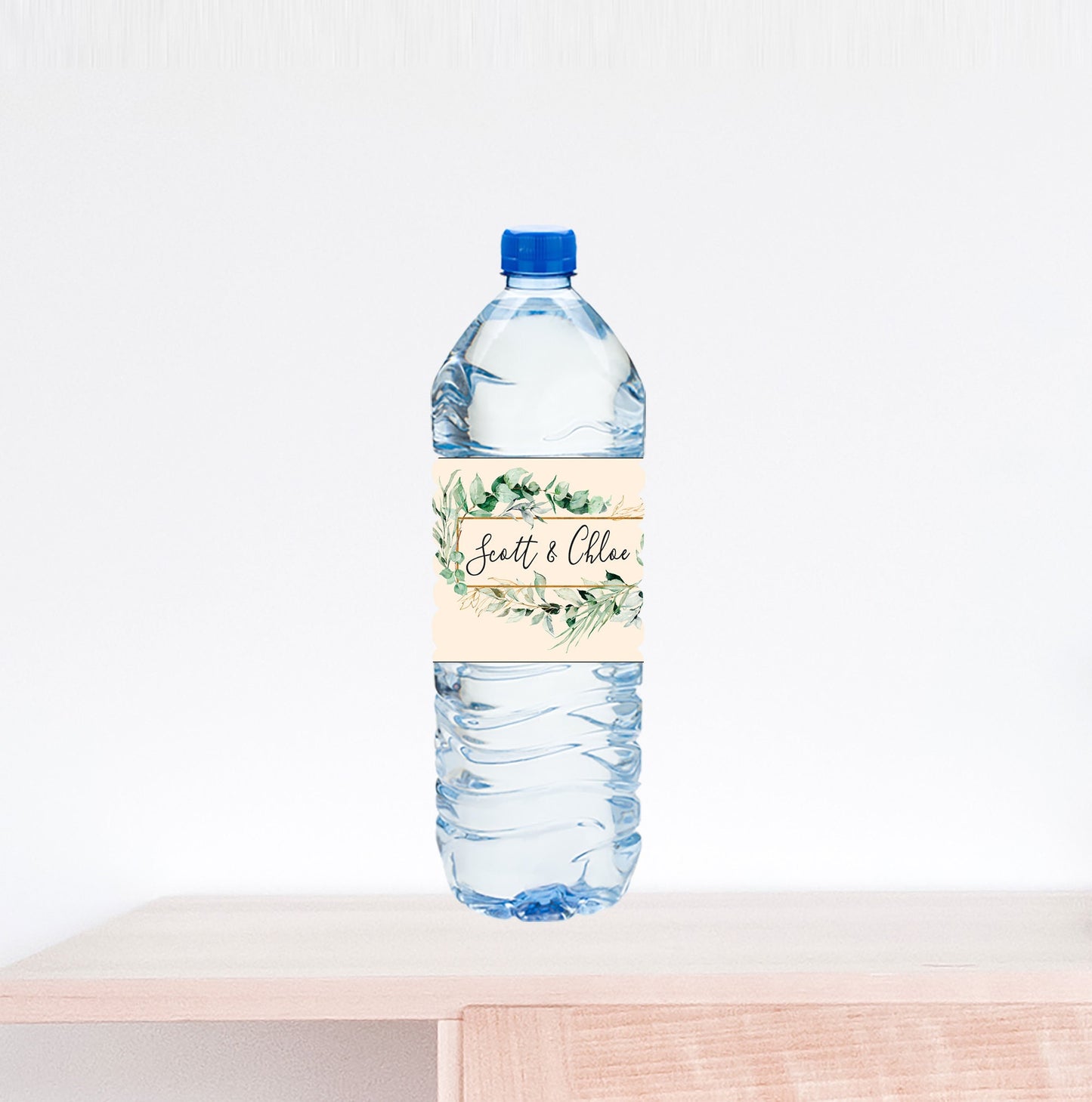 Eucalyptus Floral Wedding Water Bottle Label