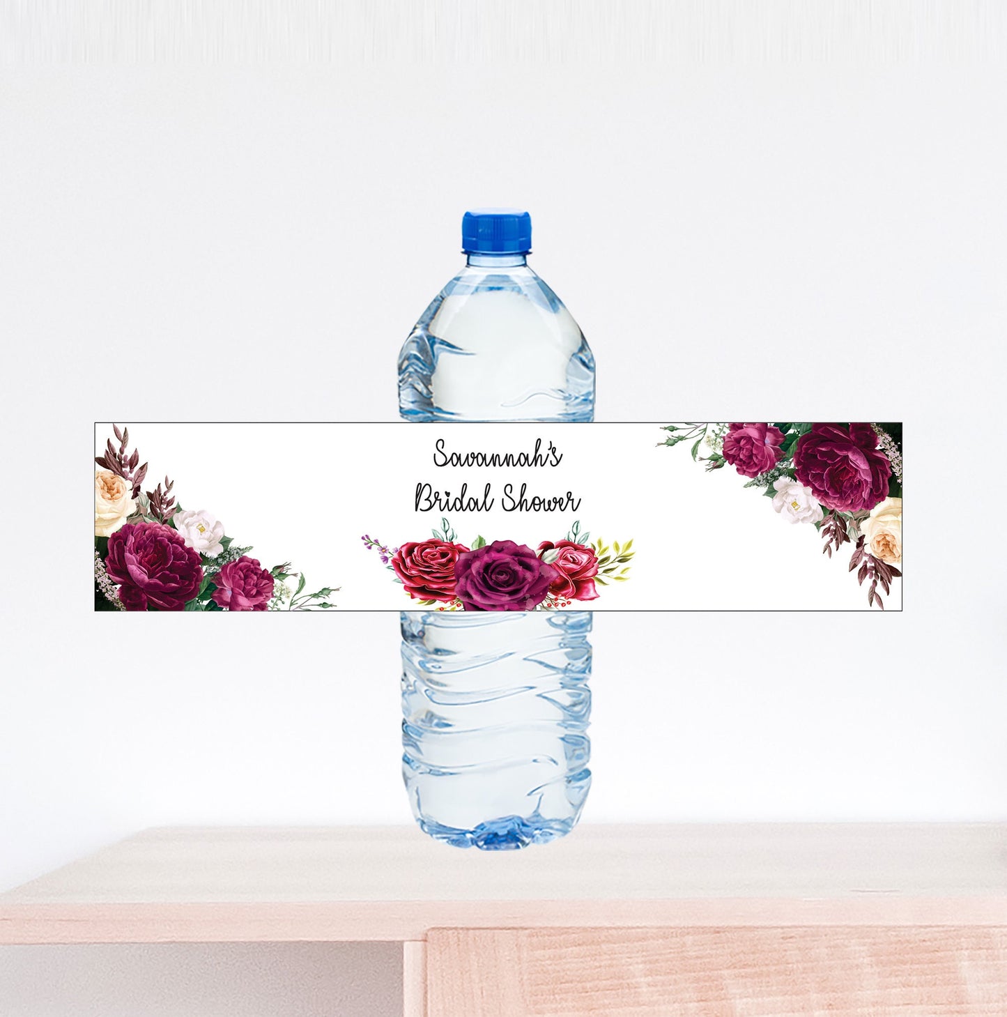 Rose Garland Bridal Shower Water Bottle Label