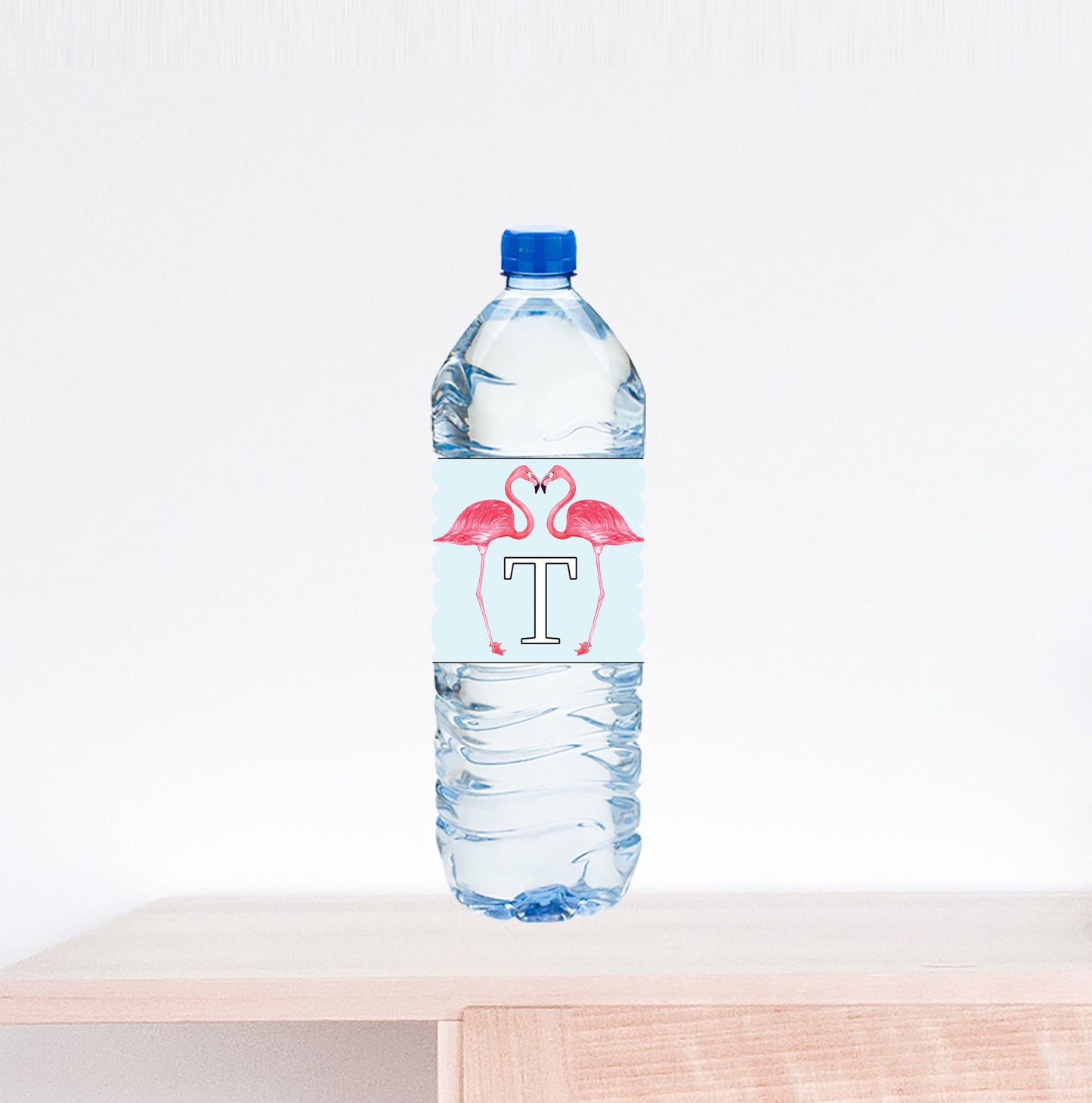 Flamingo Wedding Water Bottle Label