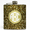 Gold Glitter Monogram - Personalized Flask