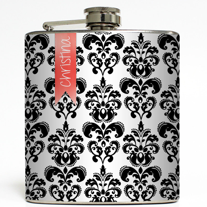 Personalized Damask - Monogram Flask