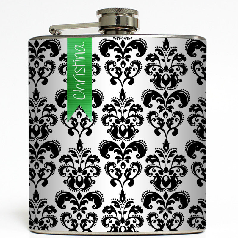 Personalized Damask - Monogram Flask