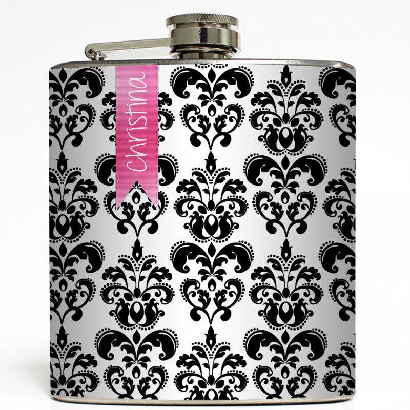 Personalized Damask - Monogram Flask