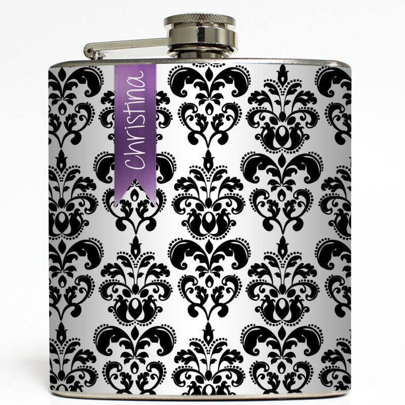 Personalized Damask - Monogram Flask