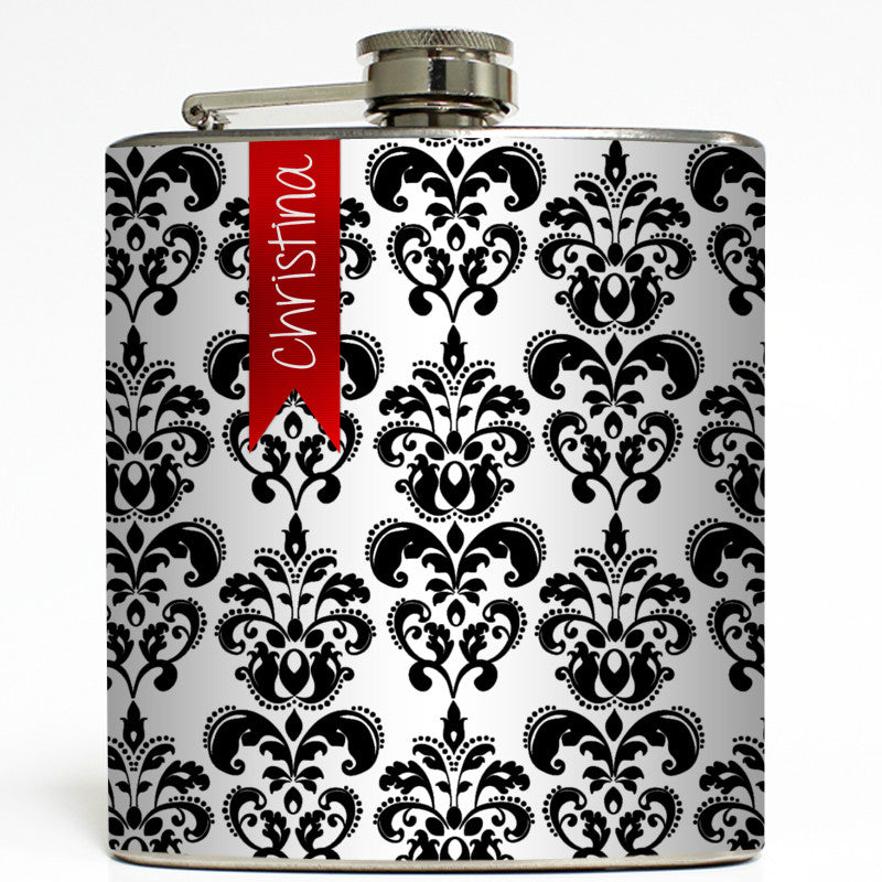 Personalized Damask - Monogram Flask