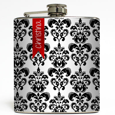 Personalized Damask - Monogram Flask