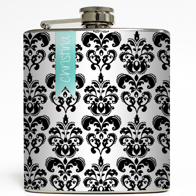 Personalized Damask - Monogram Flask
