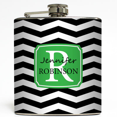 Chevron Monogram - Personalized Flask