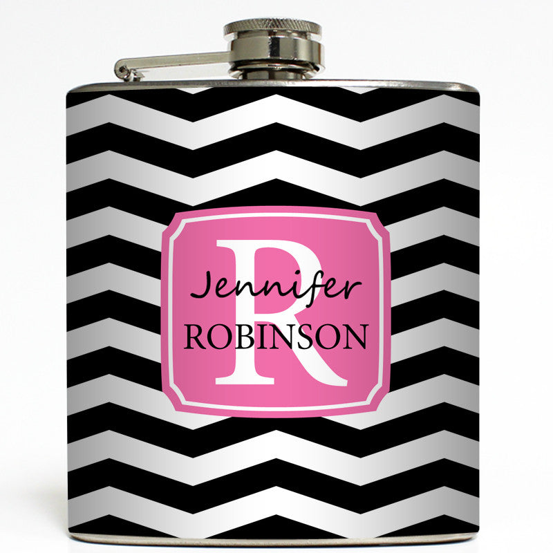 Chevron Monogram - Personalized Flask