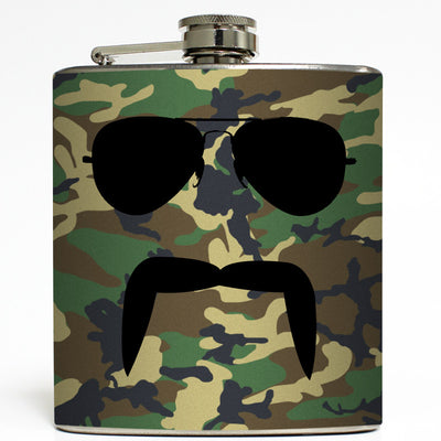 The Aviator - Mustache and Sunglasses Flask