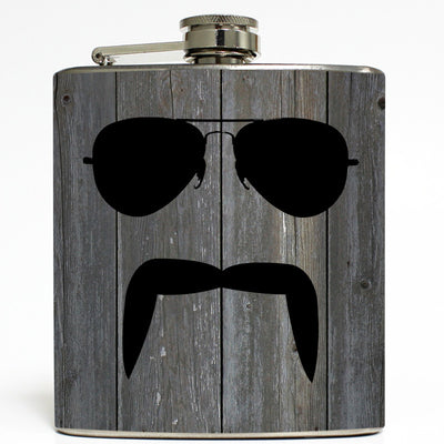 The Aviator - Mustache and Sunglasses Flask