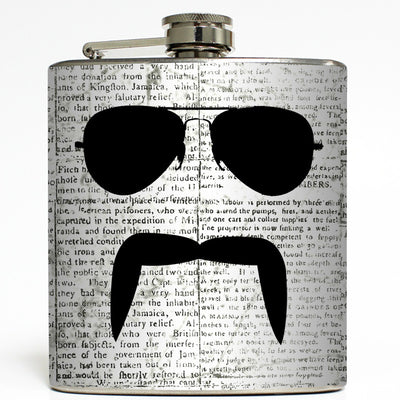 The Aviator - Mustache and Sunglasses Flask