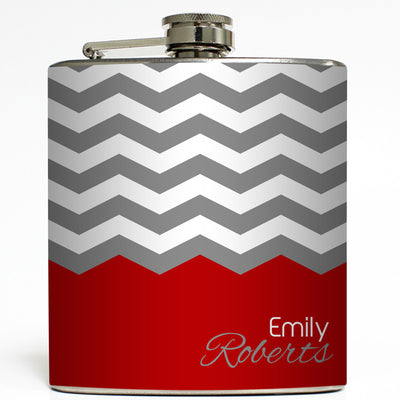 Charlotte - Personalized Chevron Flask
