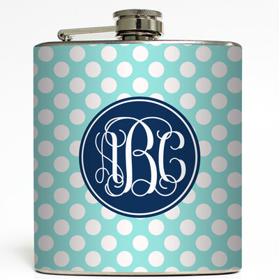 Blair Polka Dot Monogram - Initial Flask