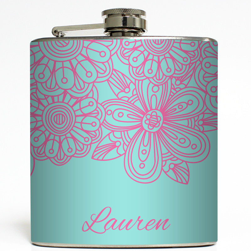 Averill - Floral Monogram Flask