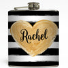 Gold Heart Monogram - Personalized Flask