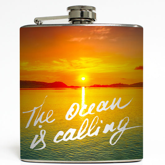 The Ocean Is Calling - Beach Flask