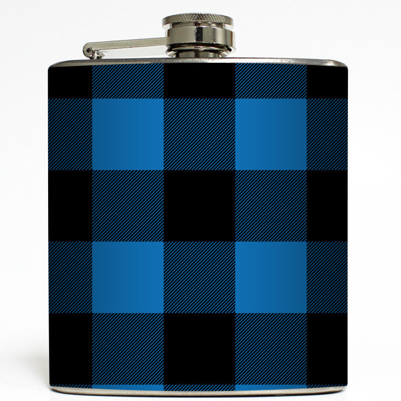 Blue & Black Buffalo Plaid - Lumberjack Flask