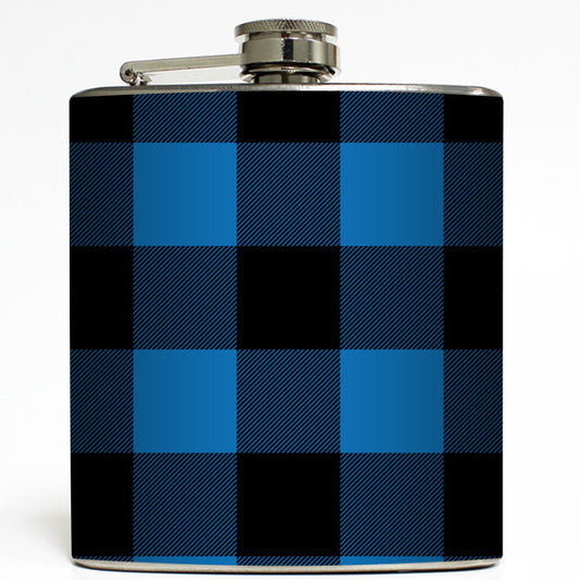 Blue & Black Buffalo Plaid - Lumberjack Flask
