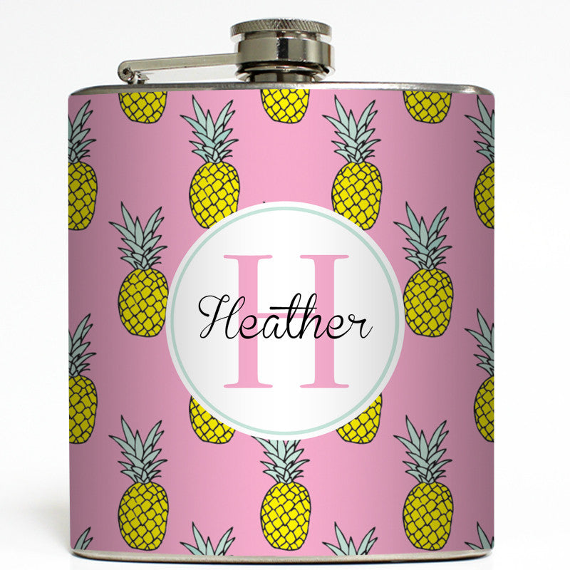 Pineapple Monogram - Personalized Flask