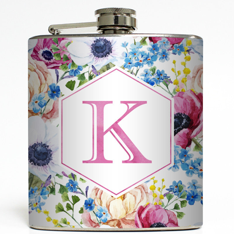 Custom Monogram Flask - 6 oz Stainless Steel - Liquid Courage Flasks