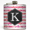 Polka Dot Stripe - Personalized Monogram Flask