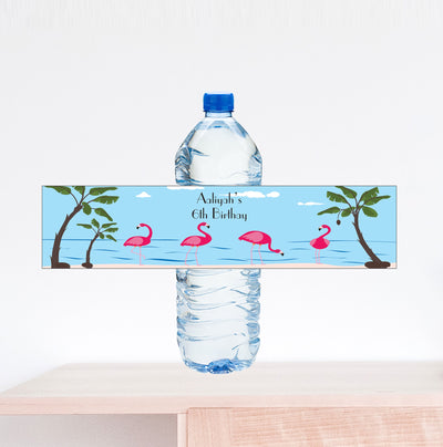 Flamingo Birthday Water Bottle Label