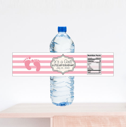 It's a Girl, Baby Shower Water Bottle Label