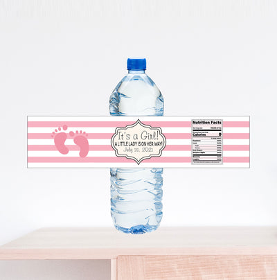 It's a Girl, Baby Shower Water Bottle Label