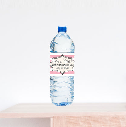 It's a Girl, Baby Shower Water Bottle Label