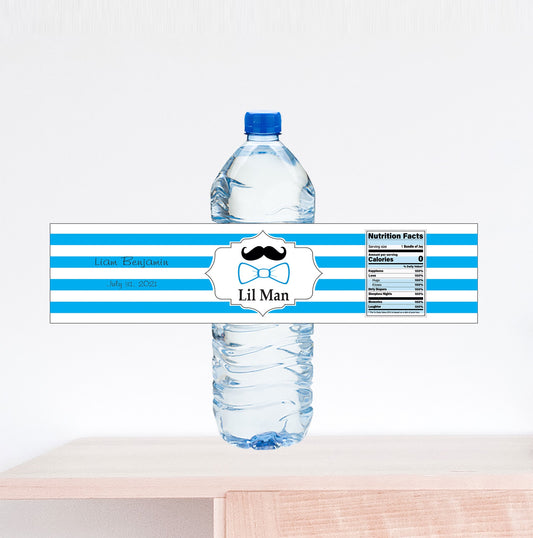 Lil Man, Baby Shower Water Bottle Label