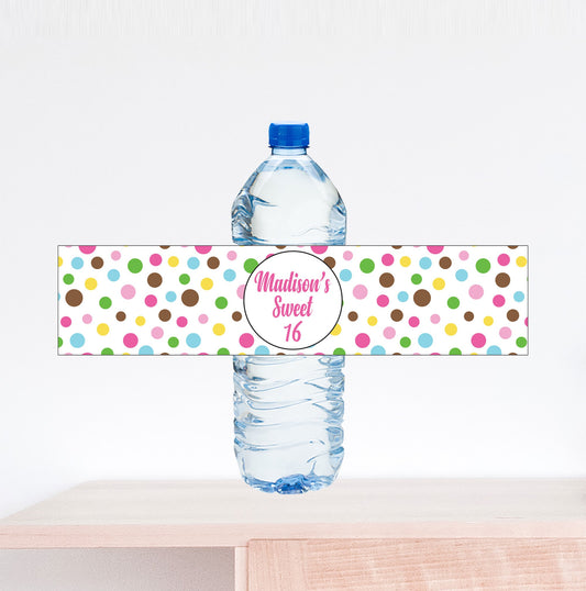 Sweet 16, Happy Birthday Water Bottle Label
